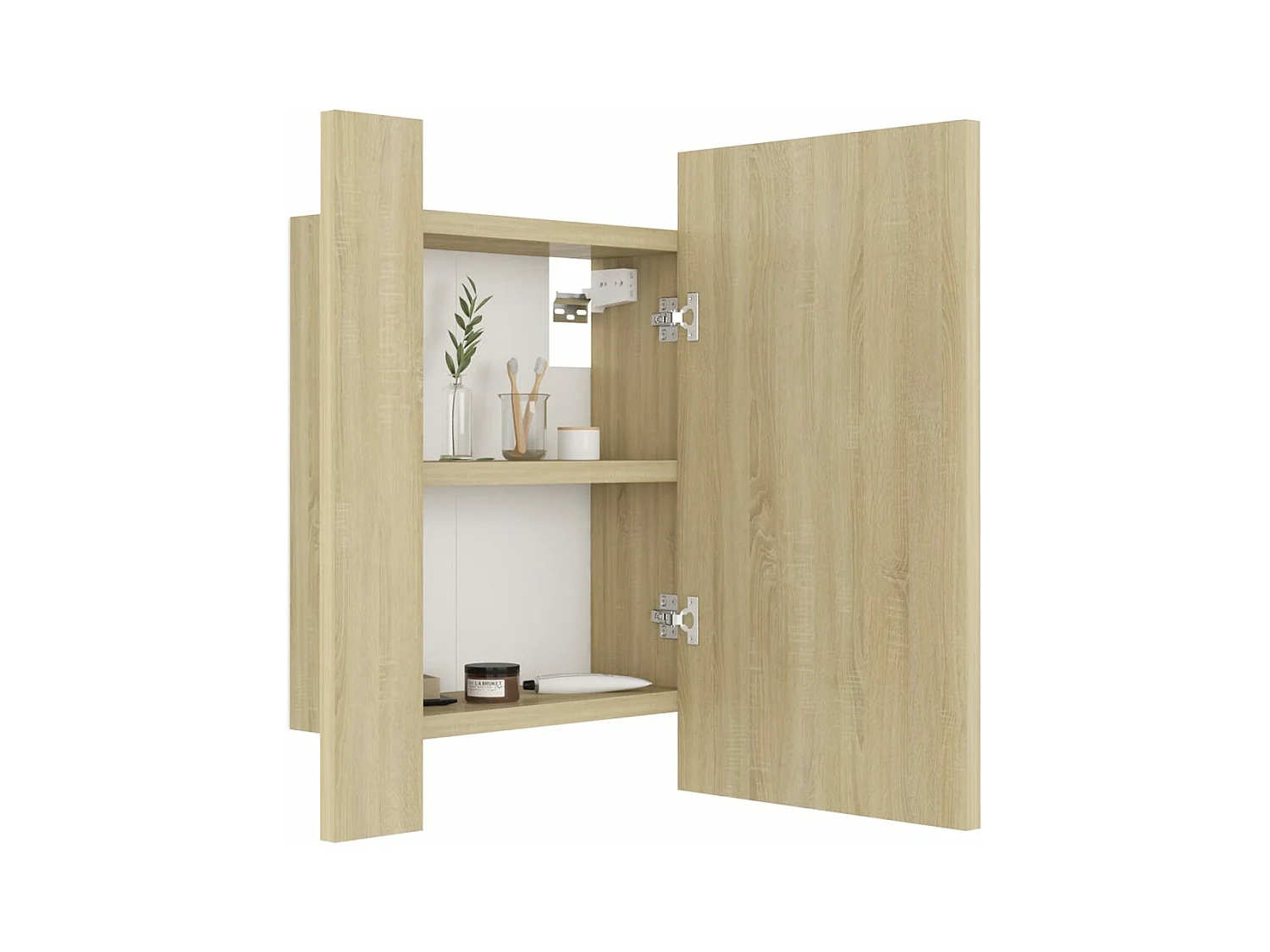 Armario espejo de baño LED acrílico roble Sonoma 40x12x45 cm