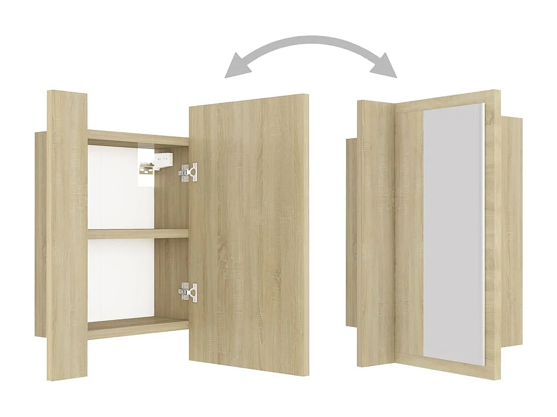 Armario espejo de baño LED acrílico roble Sonoma 40x12x45 cm