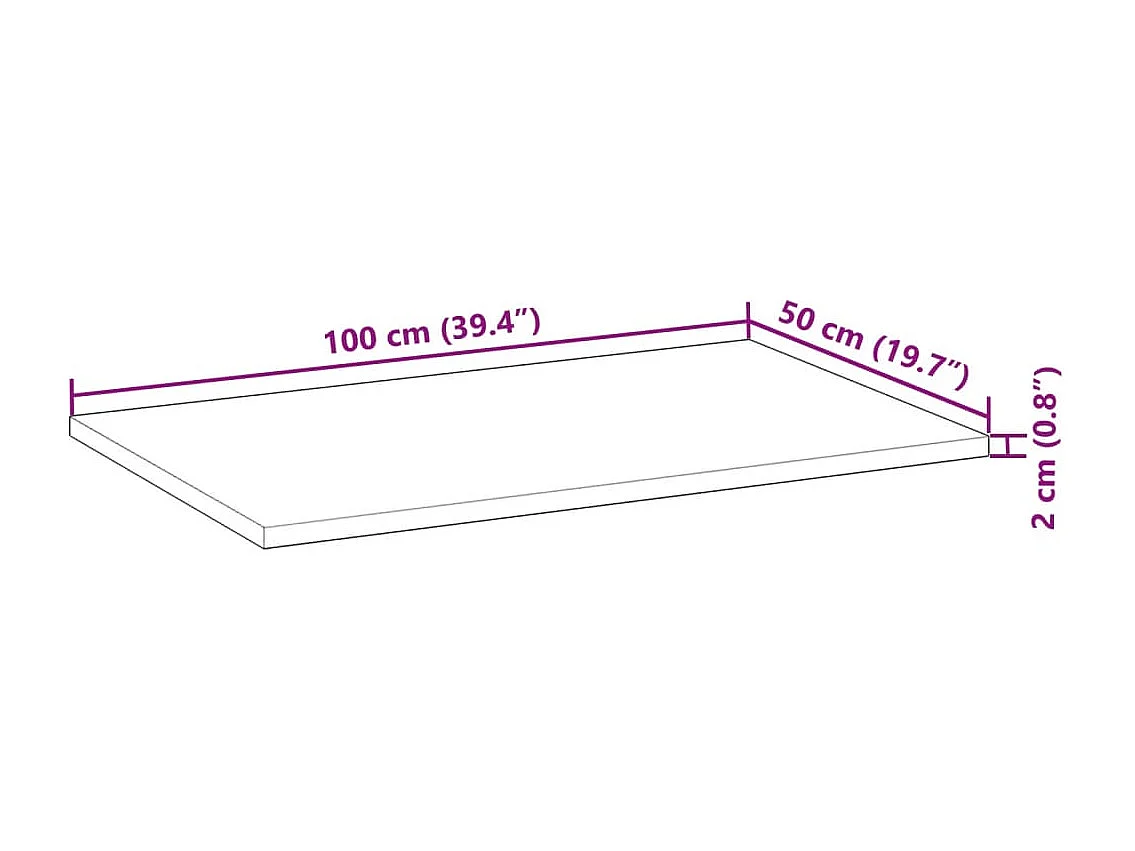 Encimera tocador baño madera acacia acabado aceite 100x50x2 cm