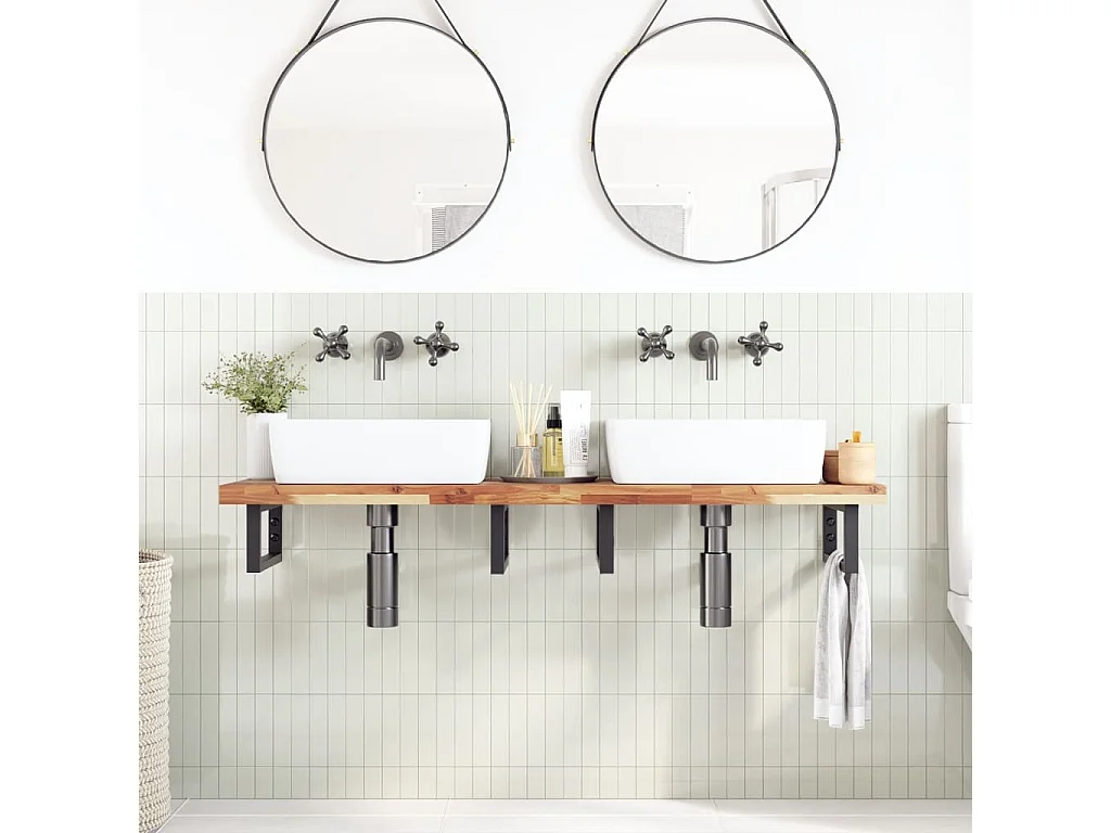 Tampo p/ móvel de WC 160x40x4cm acácia maciça acabamento a óleo