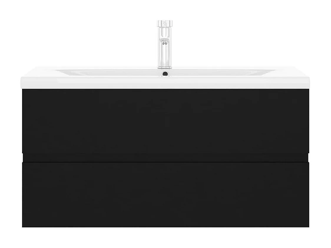 Mobile con Lavabo Integrato Nero in Legno Multistrato