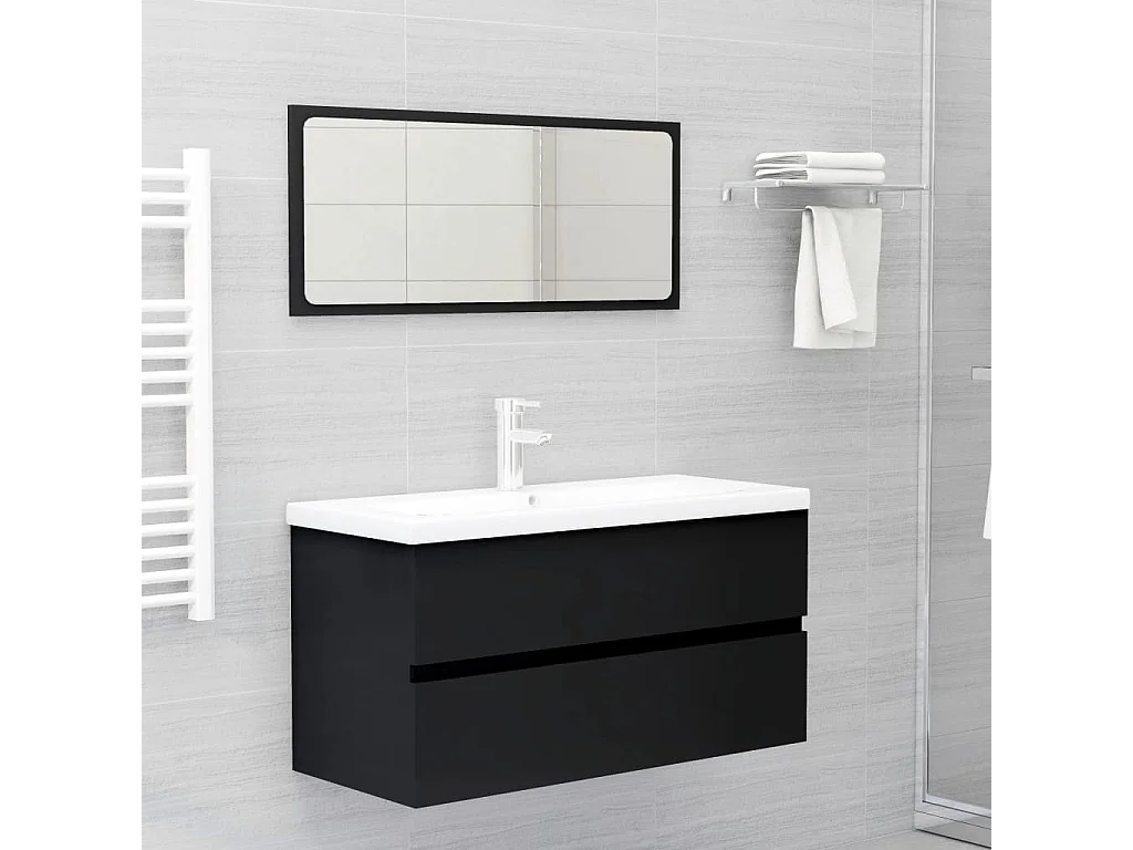 Mueble con lavabo madera de ingeniería negro