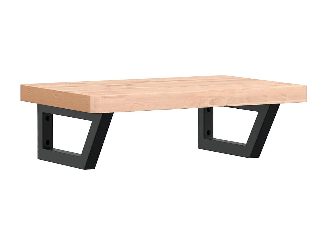 Ripiano a Parete per Lavabo in Acciaio e Massello di Faggio