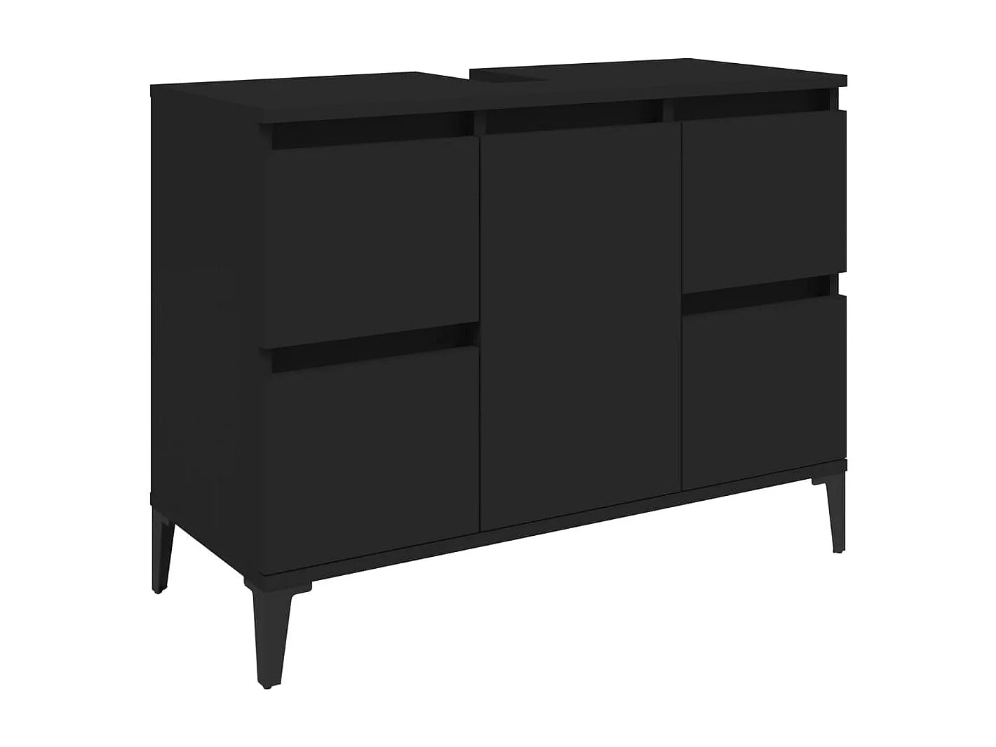 Waschbeckenunterschrank Schwarz 80x33x60 cm Holzwerkstoff