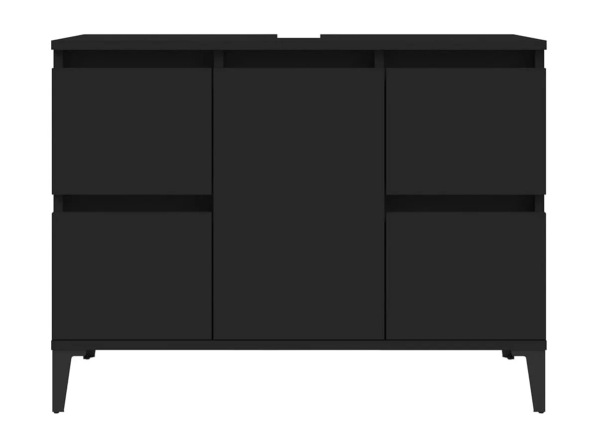 Waschbeckenunterschrank Schwarz 80x33x60 cm Holzwerkstoff