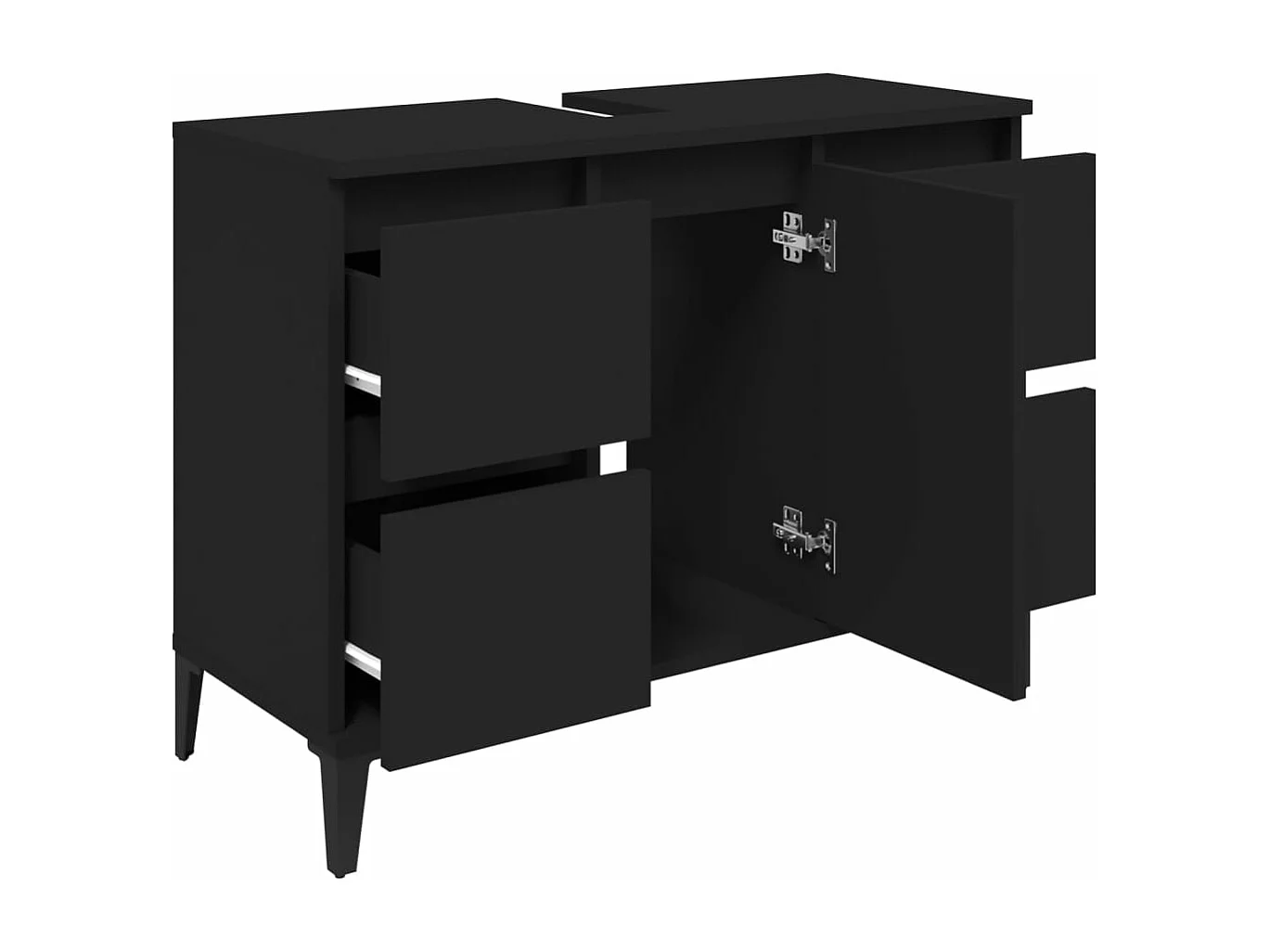 Waschbeckenunterschrank Schwarz 80x33x60 cm Holzwerkstoff