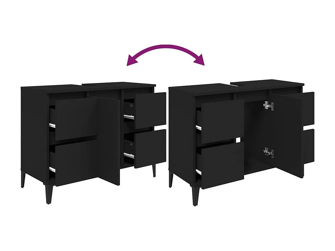 Waschbeckenunterschrank Schwarz 80x33x60 cm Holzwerkstoff