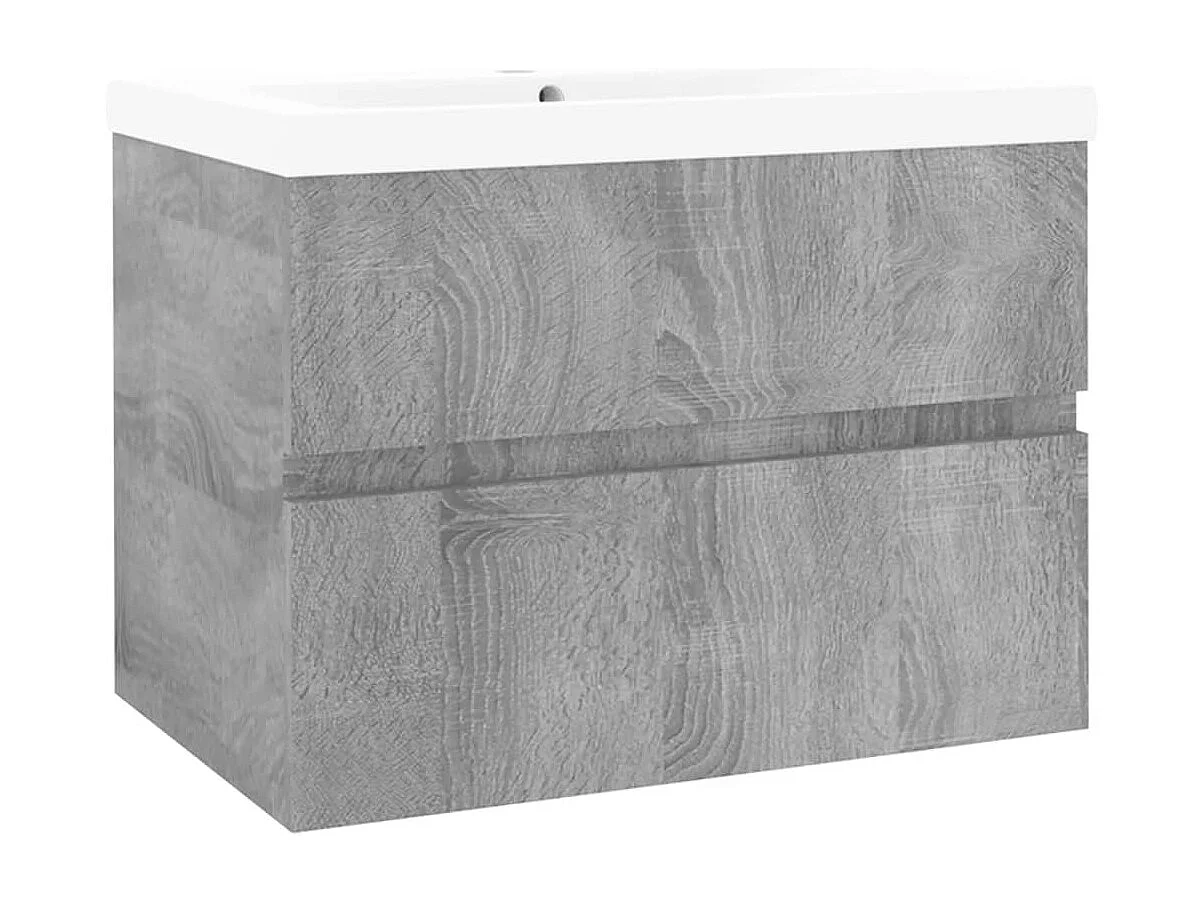 Meuble lavabo avec bassin intégré Sonoma gris Bois d'ingénierie