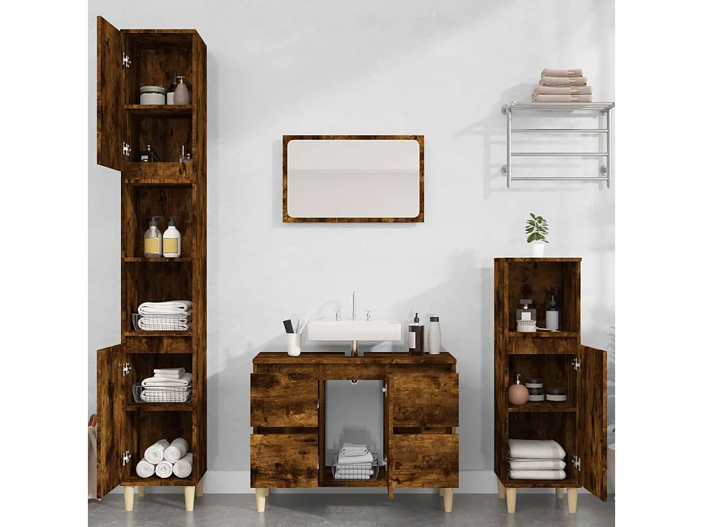 Móvel p/ lavatório 80x33x60 cm deriv. madeira carvalho fumado