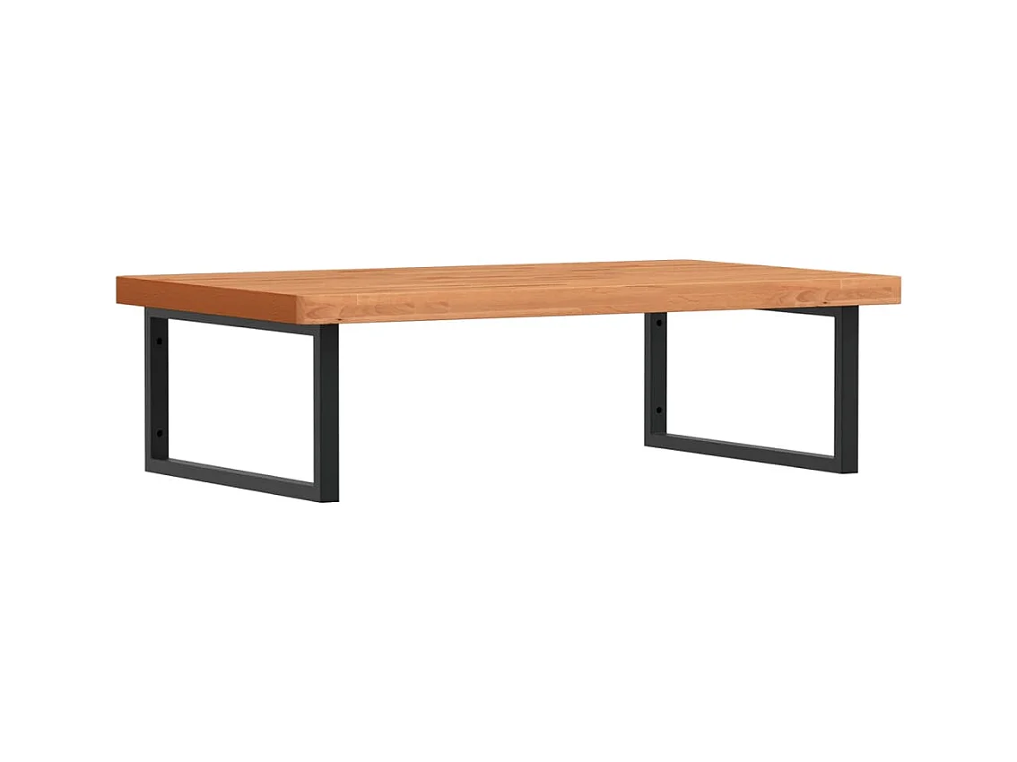 Ripiano a Parete per Lavabo in Acciaio e Massello di Faggio