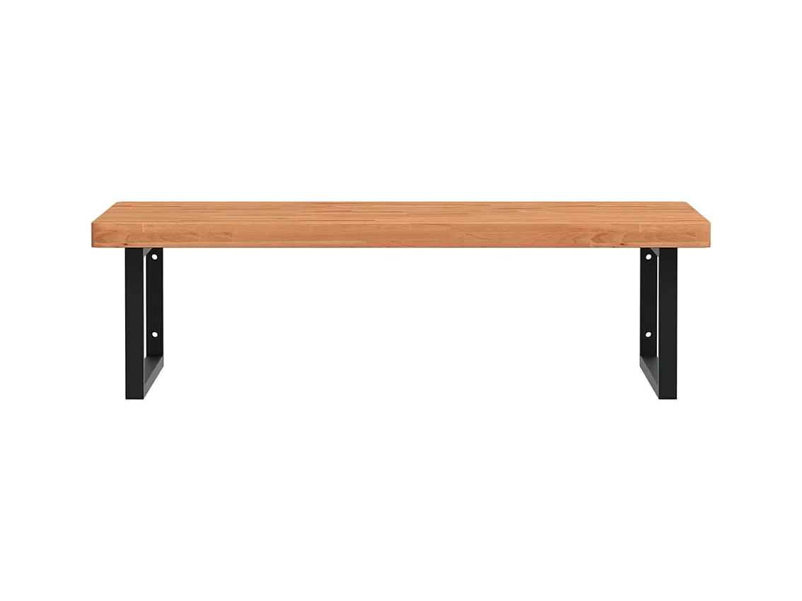 Ripiano a Parete per Lavabo in Acciaio e Massello di Faggio