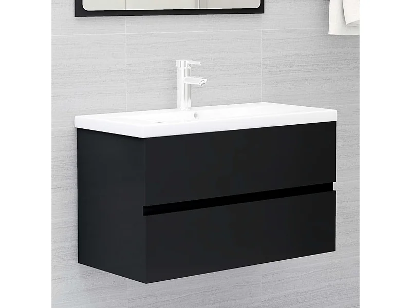 Mueble con lavabo madera de ingeniería negro