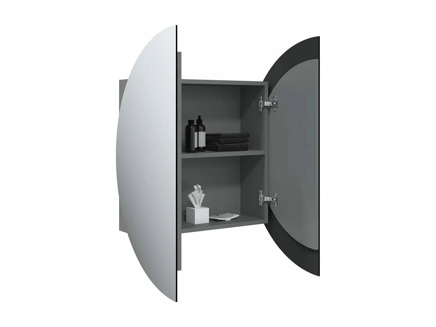 Badezimmerschrank mit Rundem Spiegel & LED Grau 54x54x17,5 cm