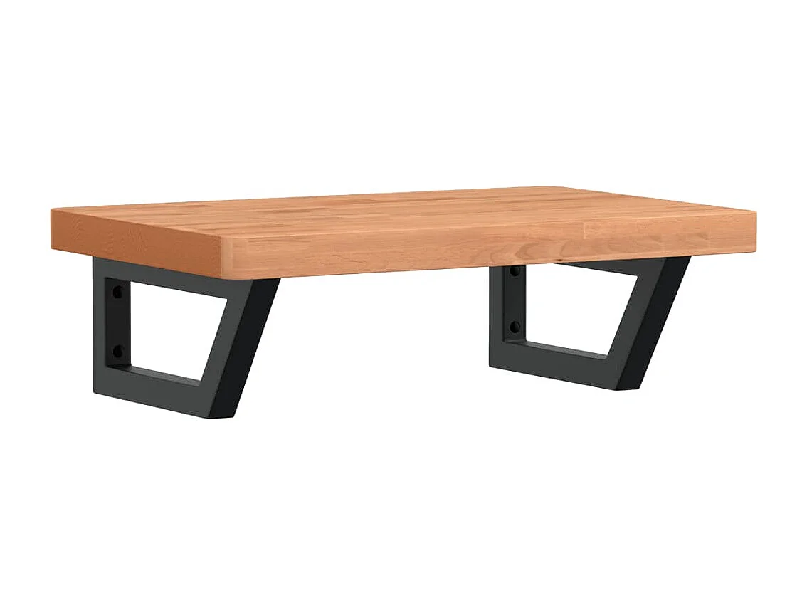 Étagère de vasque murale acier et bois massif de hêtre