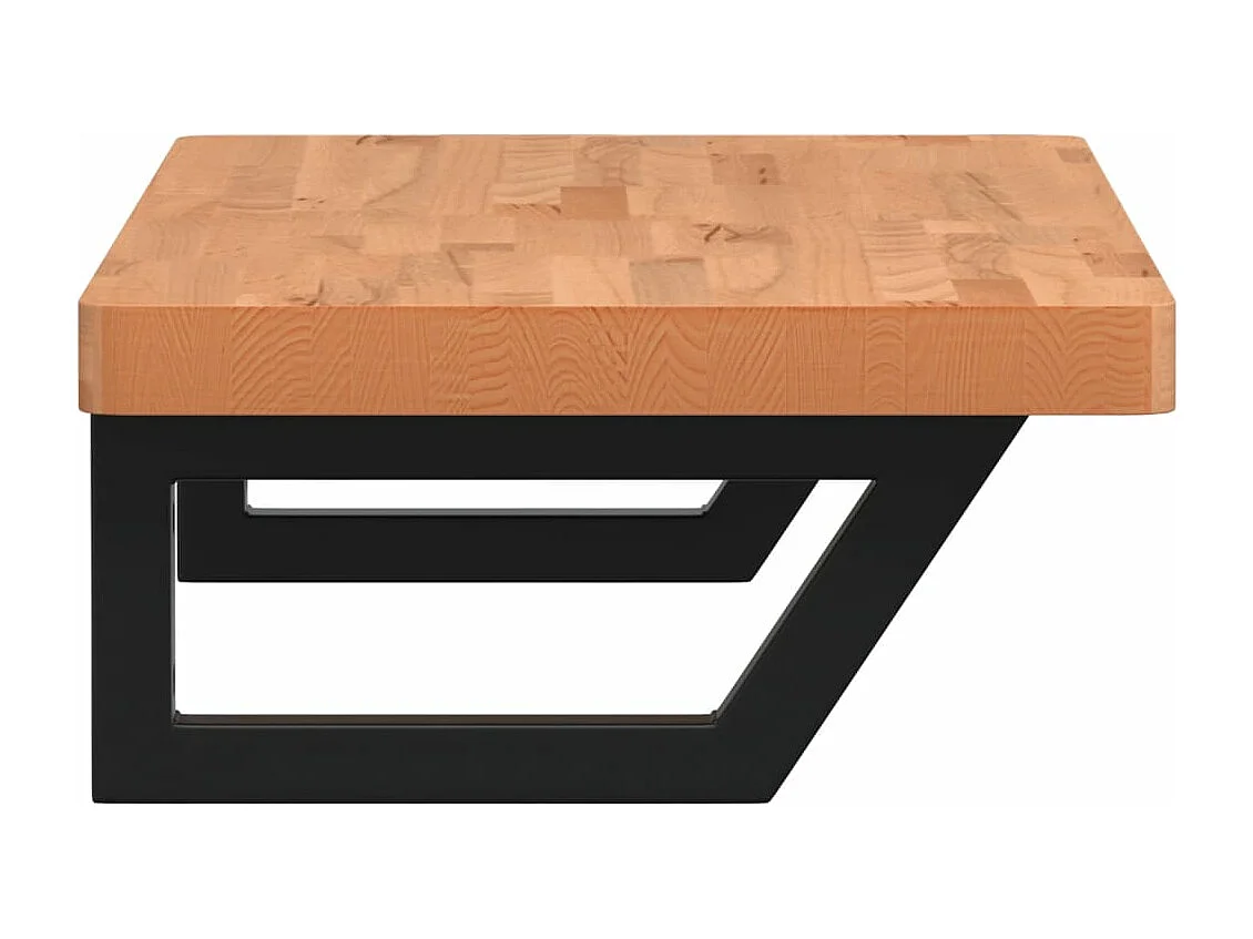 Estante de lavabo de pared de acero y madera maciza de haya