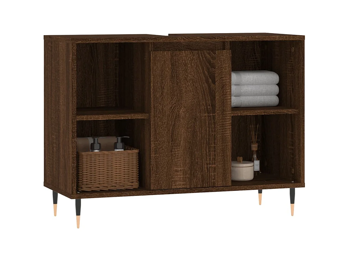 Armoire salle de bain chêne marron 80x33x60cm bois d'ingénierie