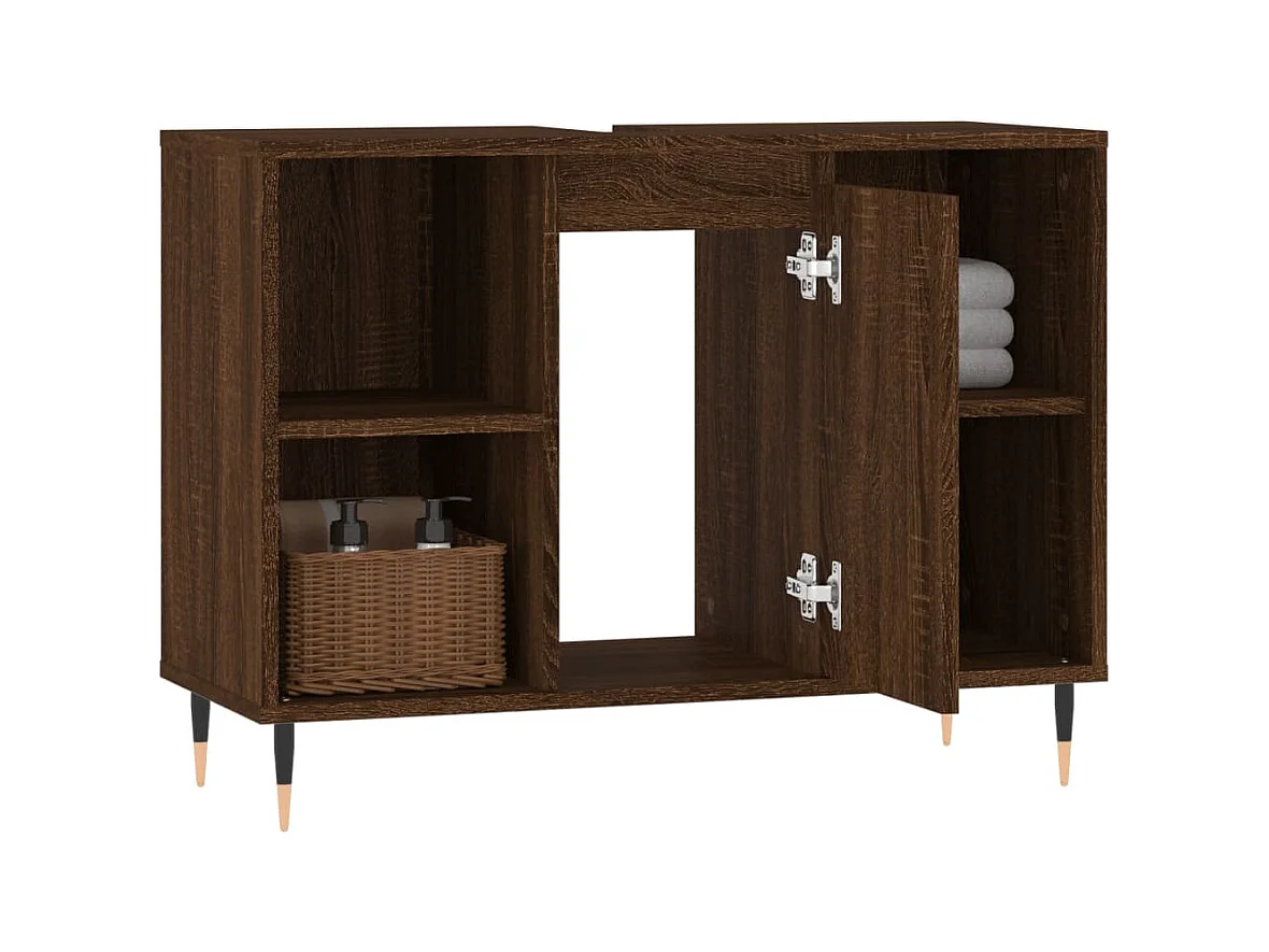 Armoire salle de bain chêne marron 80x33x60cm bois d'ingénierie