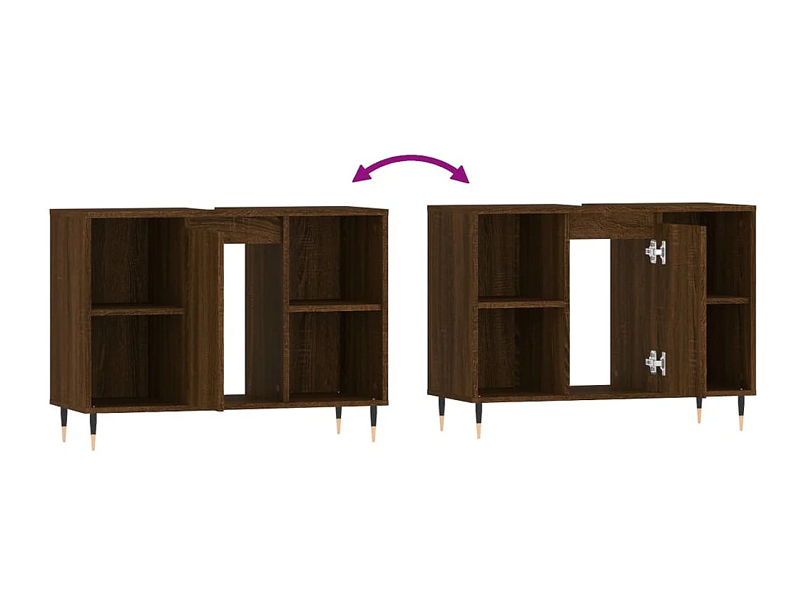 Armoire salle de bain chêne marron 80x33x60cm bois d'ingénierie