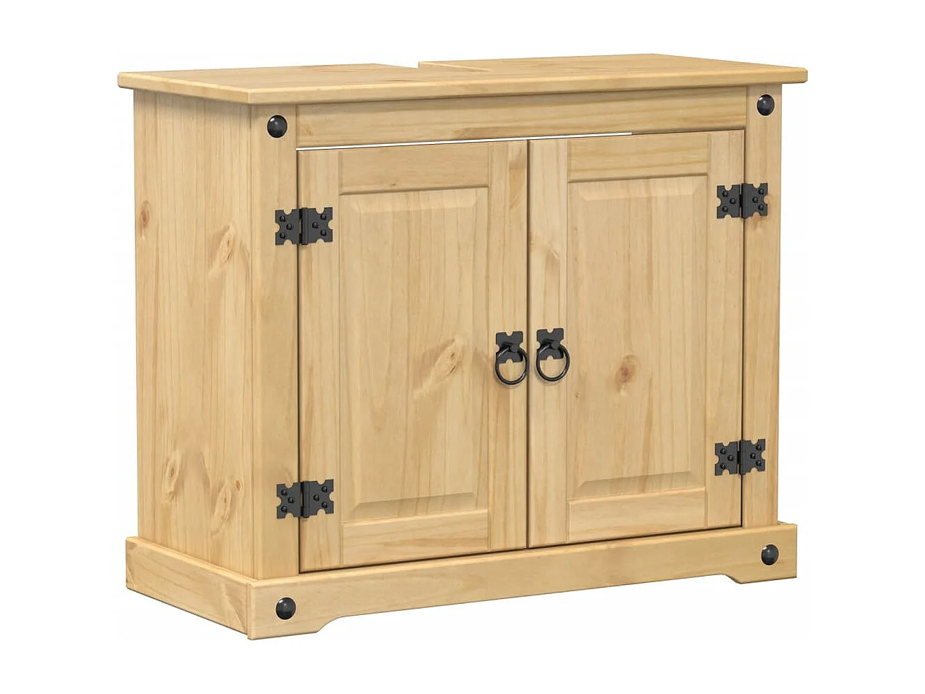 Mobile Lavabo da Bagno Corona 73x33x60cm Legno Massello di Pino