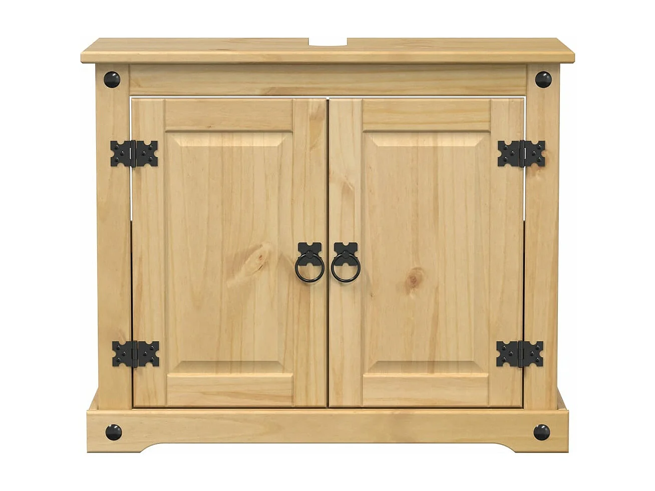 Mobile Lavabo da Bagno Corona 73x33x60cm Legno Massello di Pino