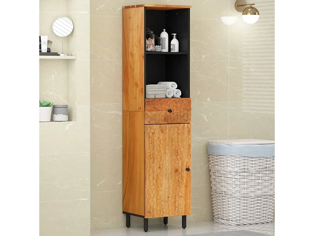 Badschrank 38x33x160 cm Massivholz Akazie