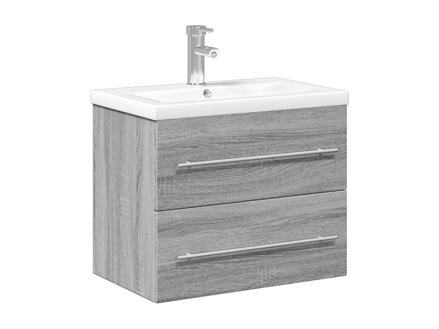 Armoire lavabo de salle de bain avec bassin intégré sonoma gris