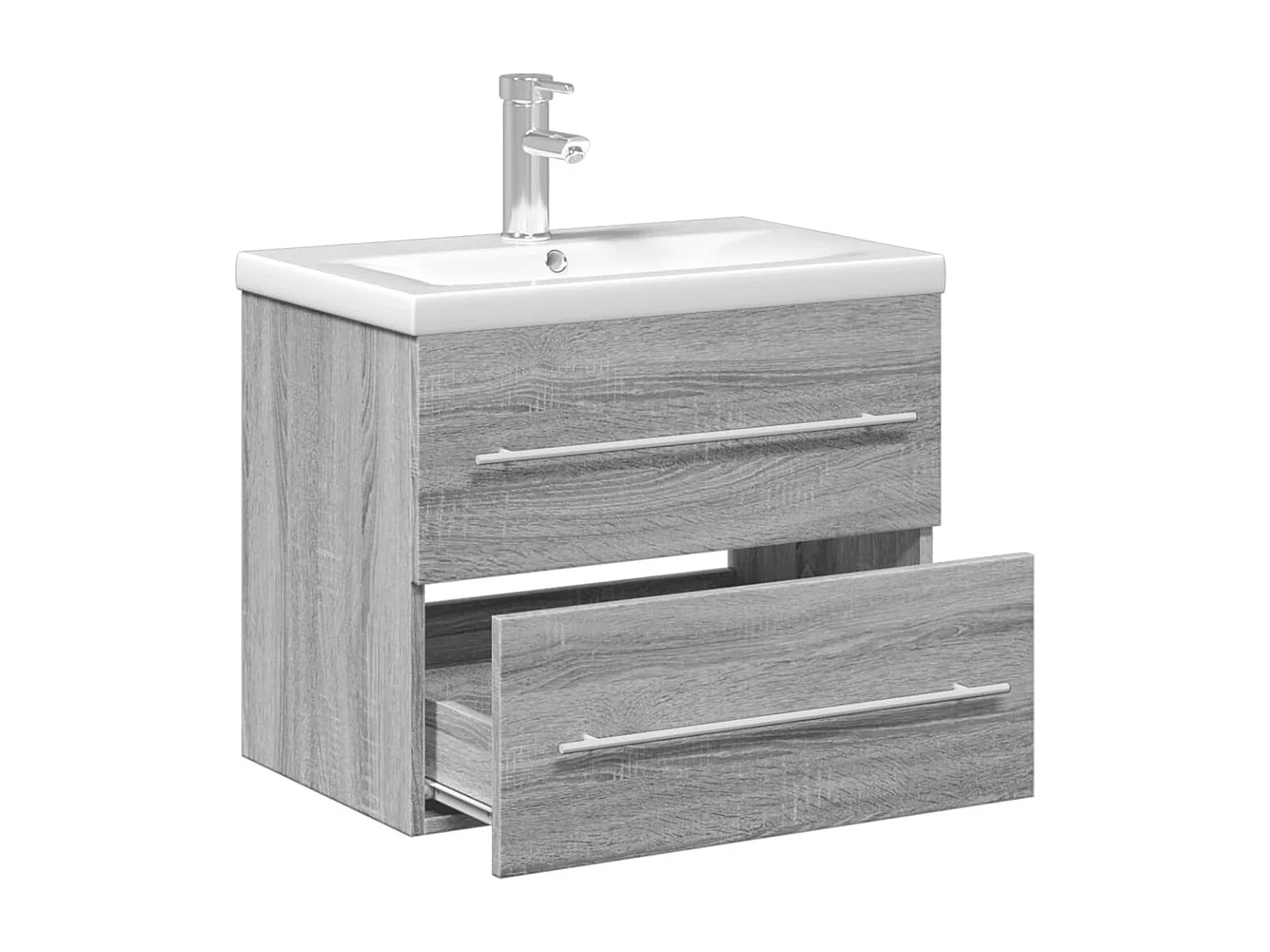 Armoire lavabo de salle de bain avec bassin intégré sonoma gris