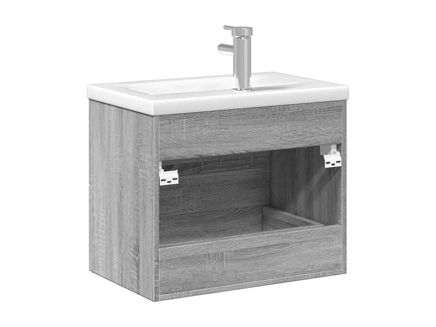 Armoire lavabo de salle de bain avec bassin intégré sonoma gris