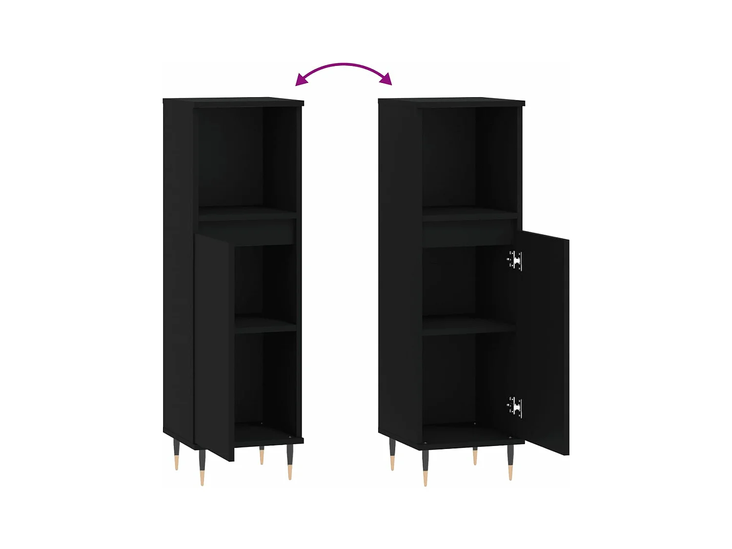 Armoire de salle de bain noir 30x30x100 cm bois d'ingénierie