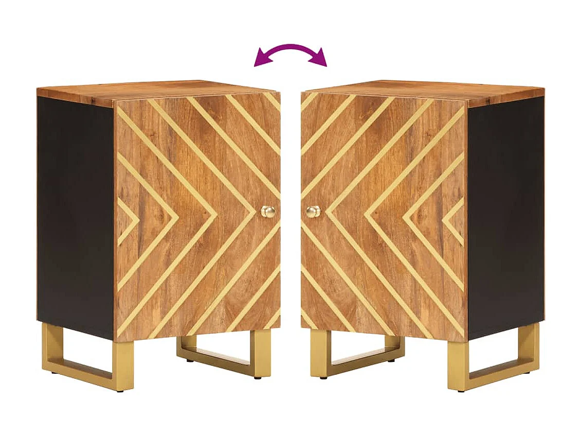 Badschrank Braun und Schwarz 38x33,5x58 cm Massivholz Mango