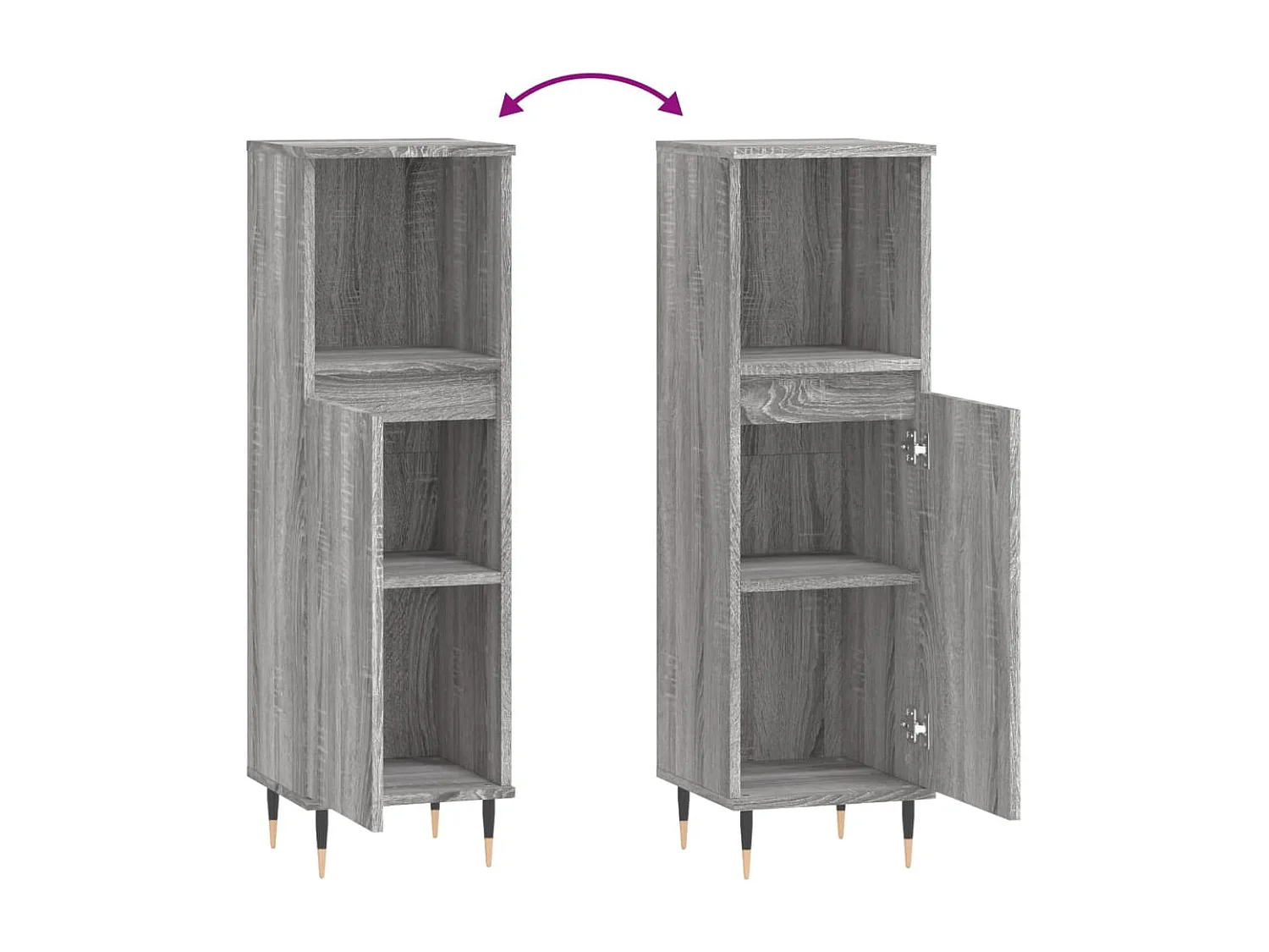 Armadietto Bagno Grigio Sonoma 30x30x100cm in Legno Multistrato