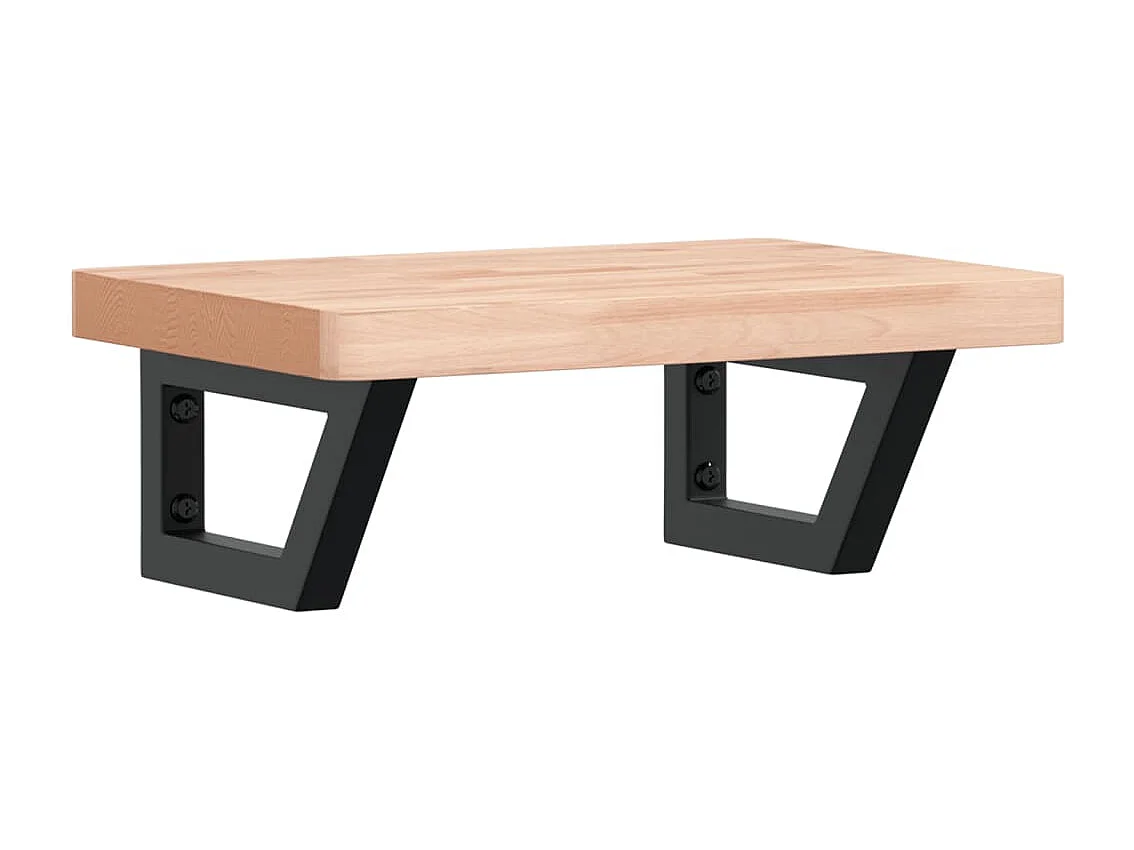 Ripiano a Parete per Lavabo in Acciaio e Massello di Faggio