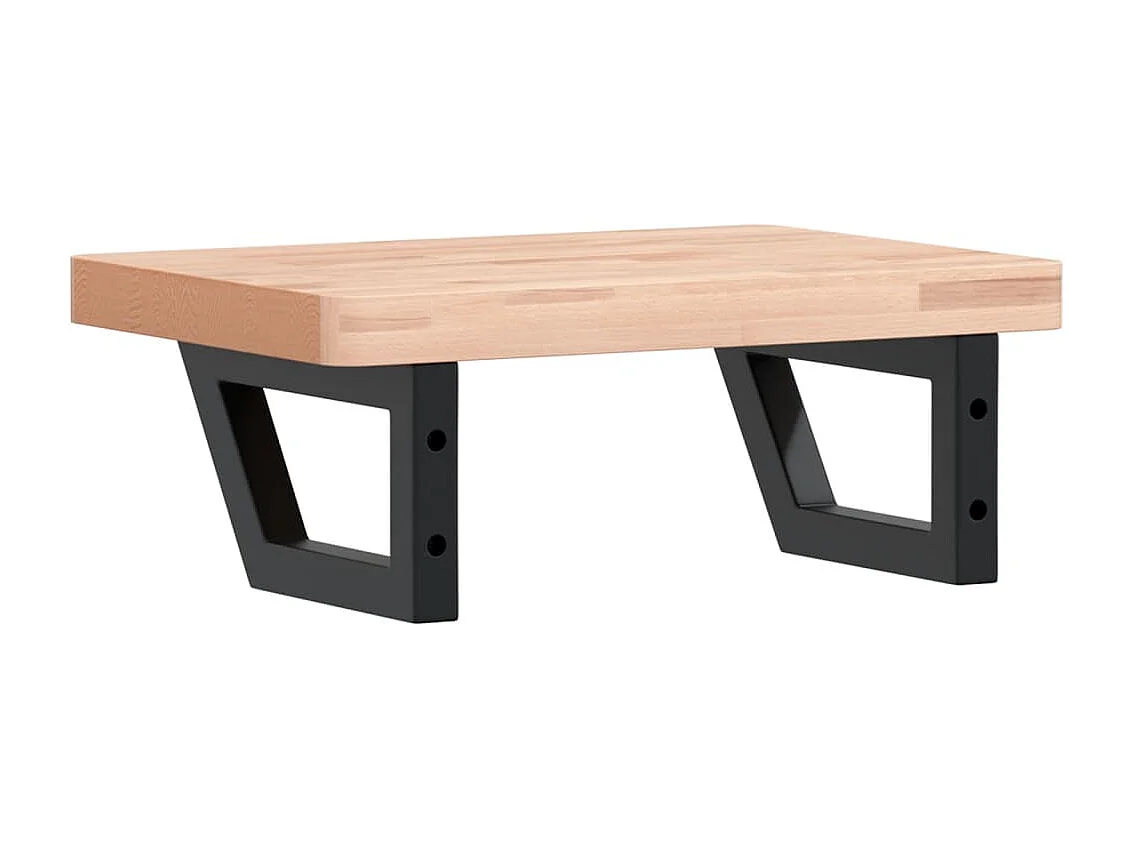 Ripiano a Parete per Lavabo in Acciaio e Massello di Faggio