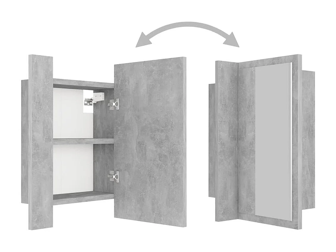 Armadietto a Specchio con Luci LED Grigio Cemento in Acrilico