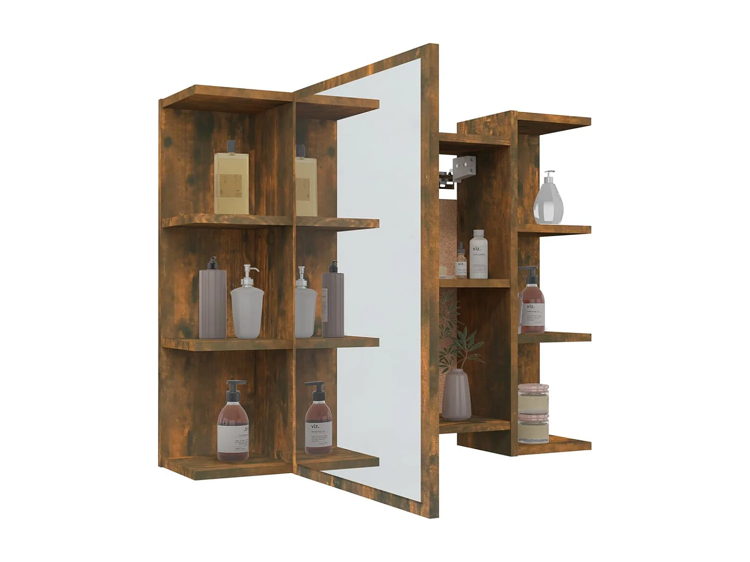 Mobile Bagno Specchio Rovere Fumo 80x20,5x64 Legno Multistrato