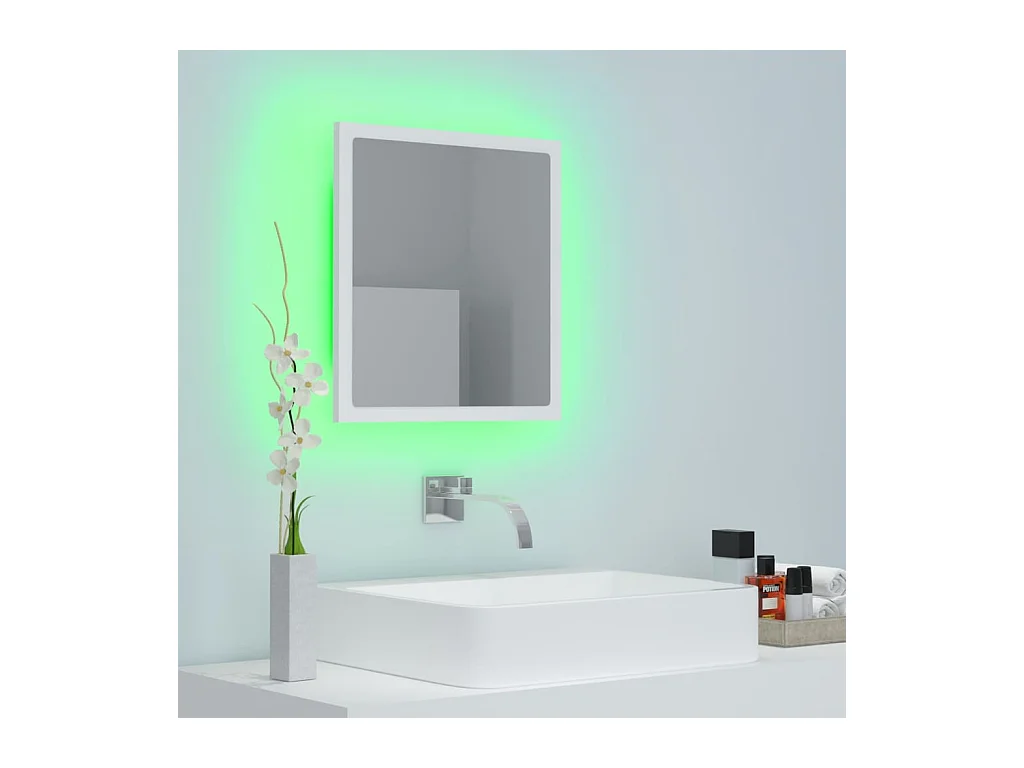 Miroir à LED de salle de bain Blanc 40x8,5x37 cm Acrylique