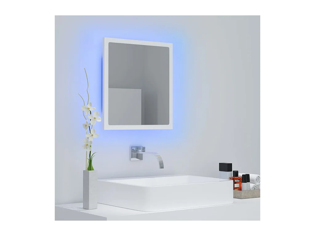 Miroir à LED de salle de bain Blanc 40x8,5x37 cm Acrylique