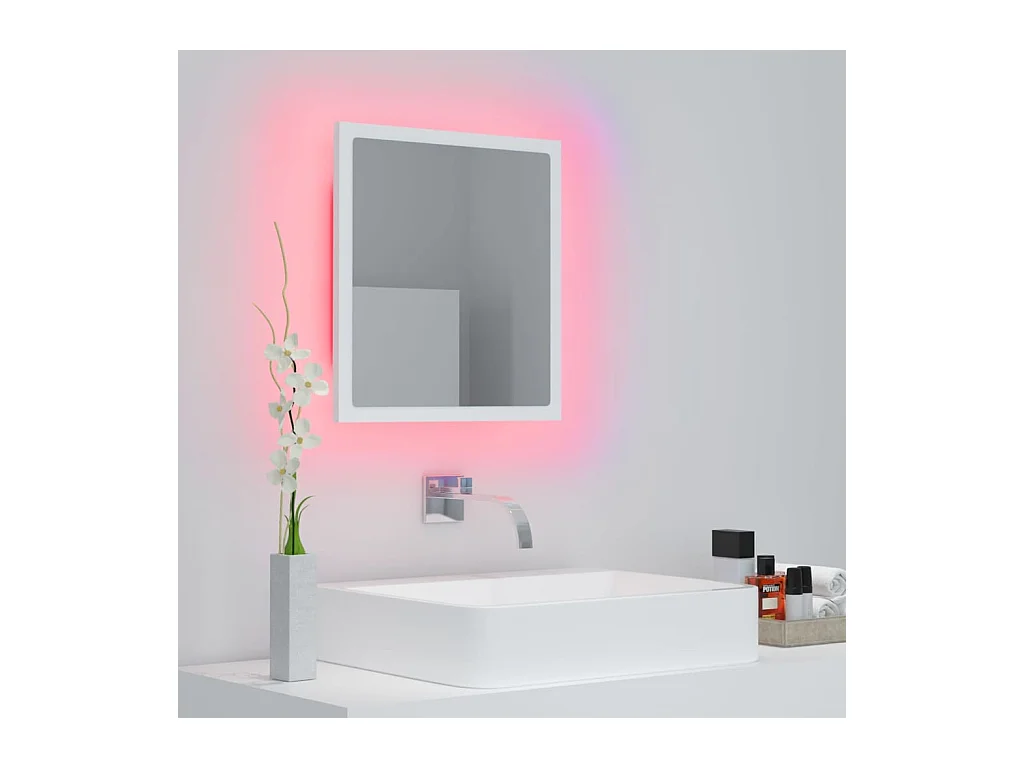 Miroir à LED de salle de bain Blanc 40x8,5x37 cm Acrylique