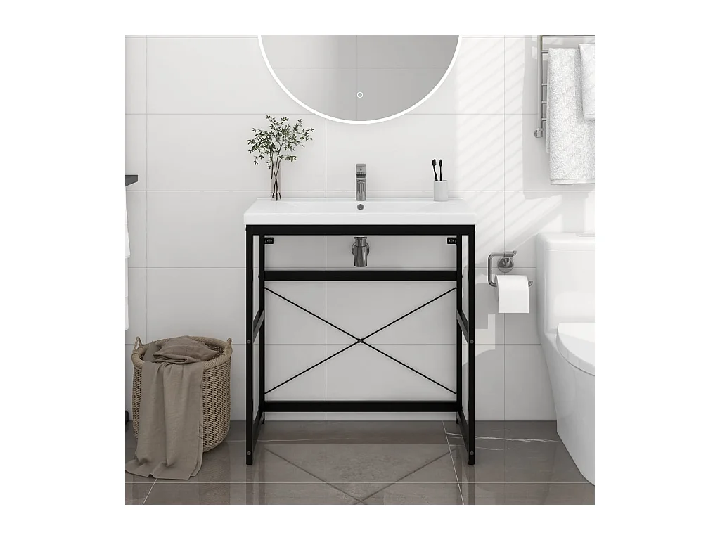Struttura per Lavabo da Bagno Nera 79x38x83 cm in Ferro