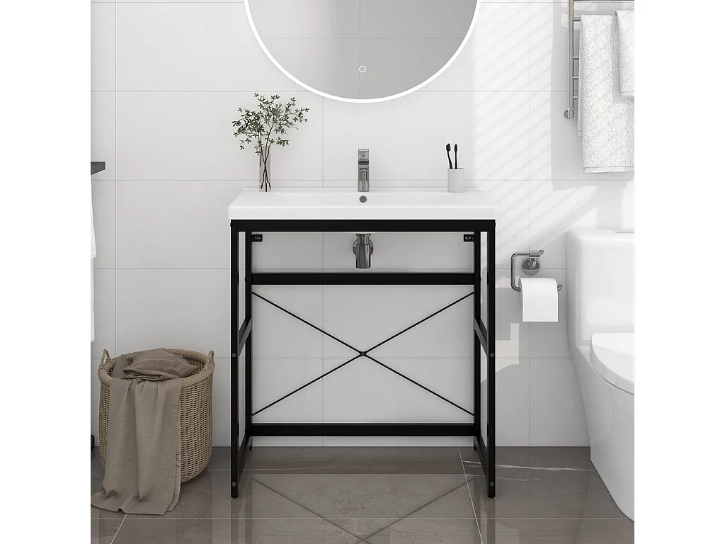Estructura de lavabo de hierro negro 79x38x83 cm