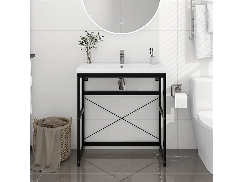 Struttura per Lavabo da Bagno Nera 79x38x83 cm in Ferro