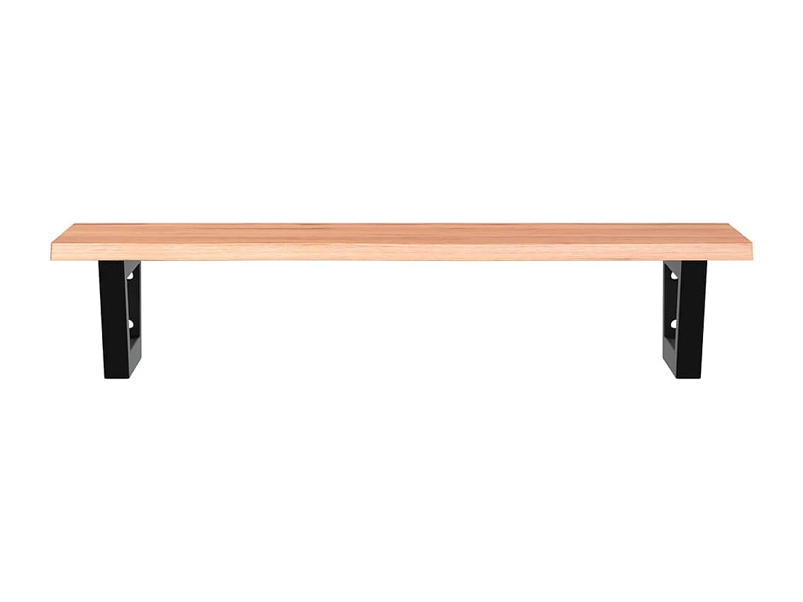 Waschtischplatte mit Halterung Stahl und Massivholz Eiche