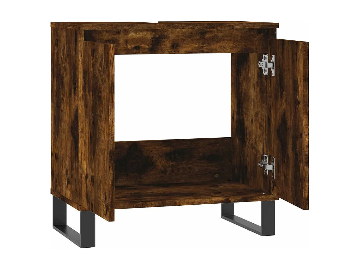 Armadietto Bagno Rovere Fumo 58x33x60 cm in Legno Multistrato