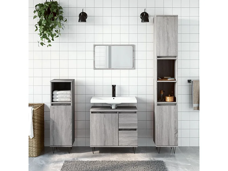 Armoire de bain sonoma gris 65x33x60 cm bois d'ingénierie