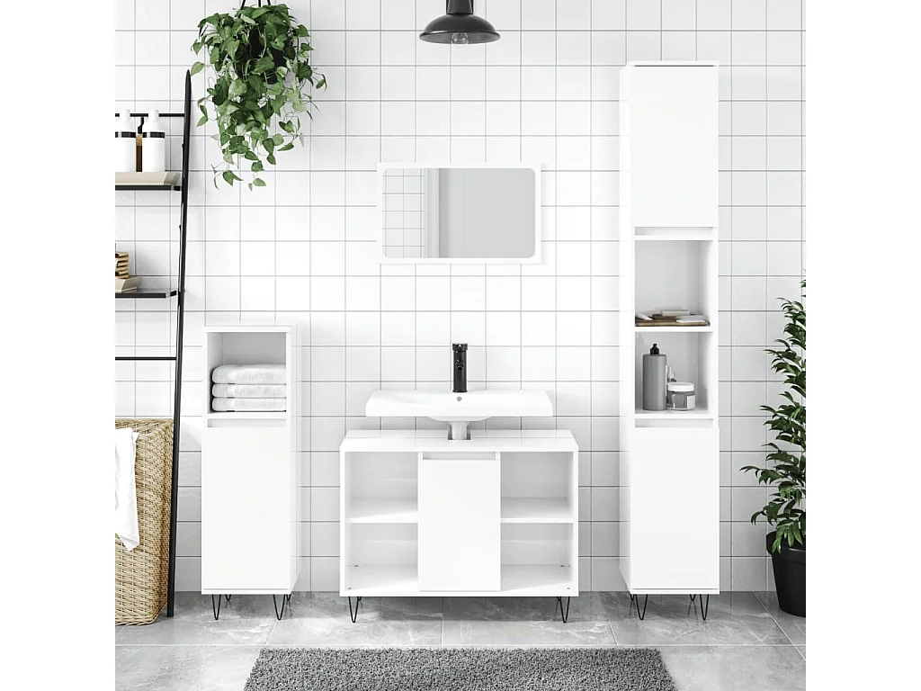 Armoire de salle de bain blanc brillant 30x30x100 cm