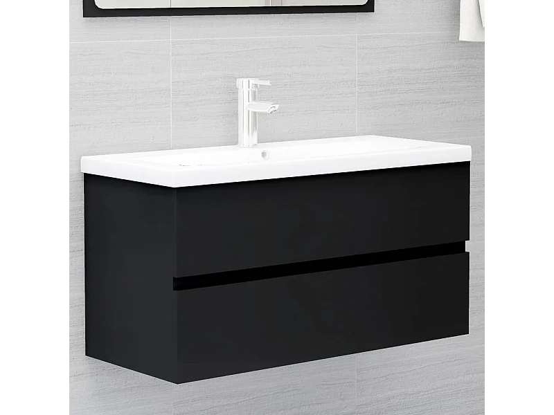 Mueble con lavabo madera de ingeniería negro