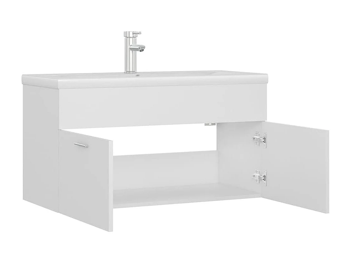 Mobile con Lavabo Integrato Bianco in Legno Multistrato