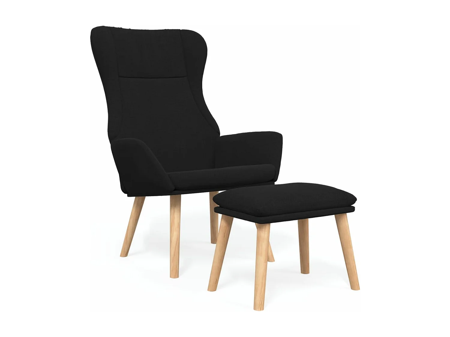 Relaxsessel mit Hocker Schwarz Stoff