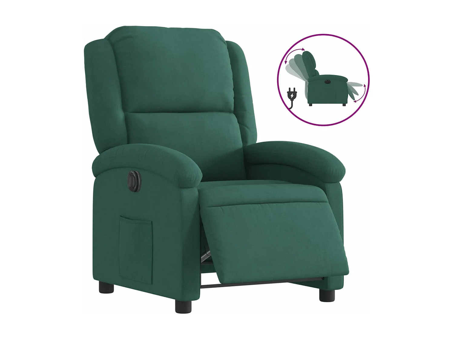 Fauteuil inclinable électrique vert foncé velours