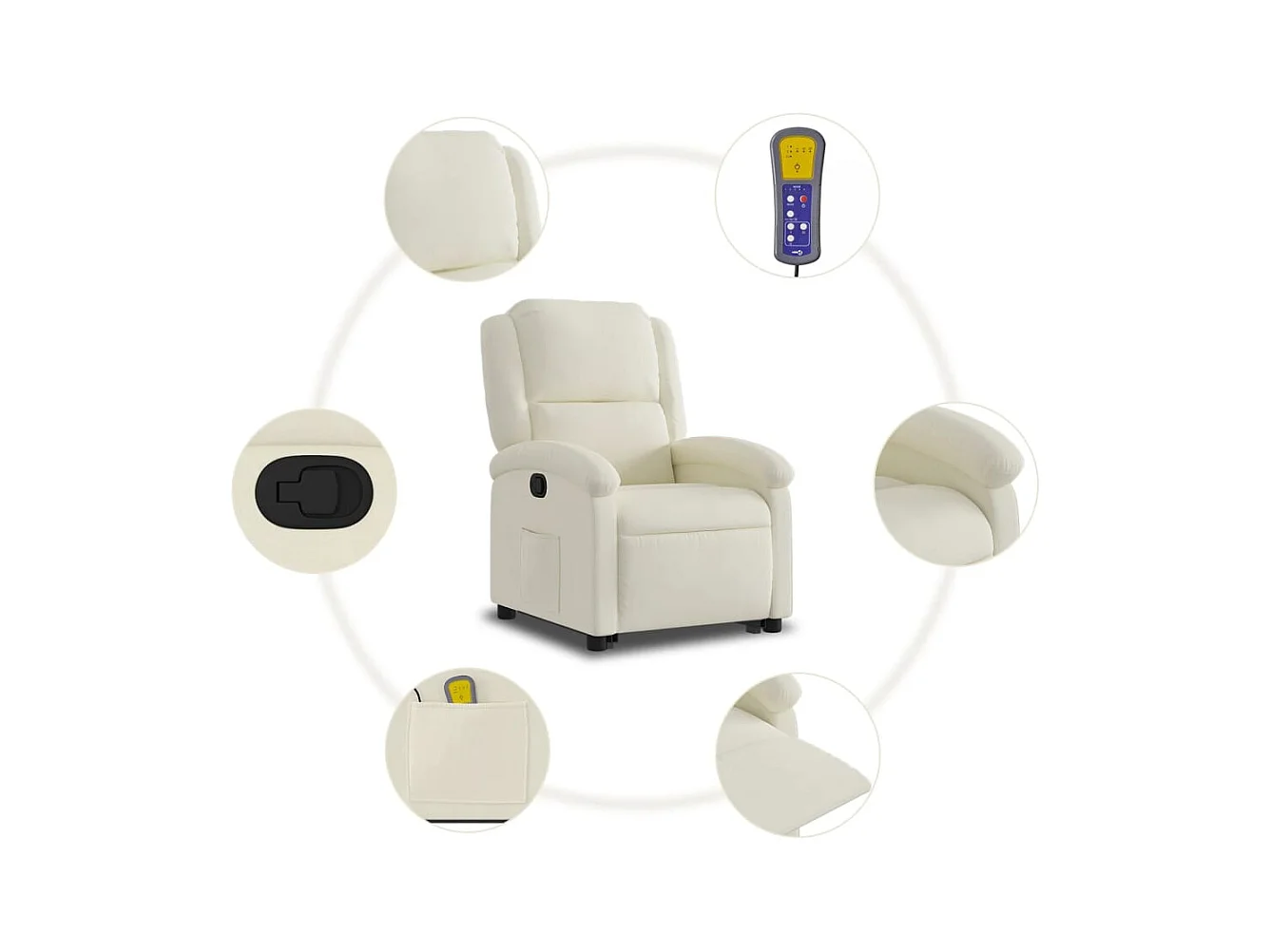 Fauteuil de massage inclinable Crème Velours